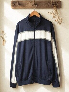 BCG Athletic Wear Blue With White / Gray Stripes Jacket Men's Size XXL